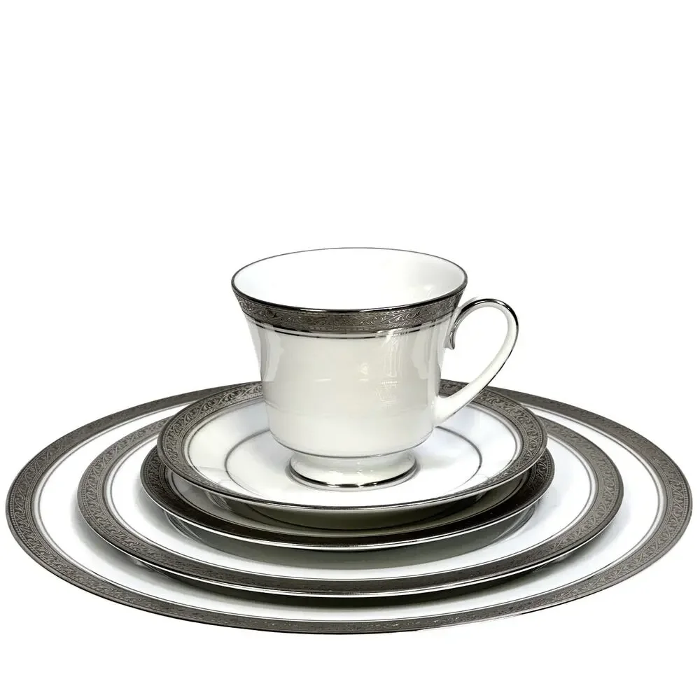 Noritake Legendary Crestwood Platinum 4166 Fine China 5-Piece Place Setting